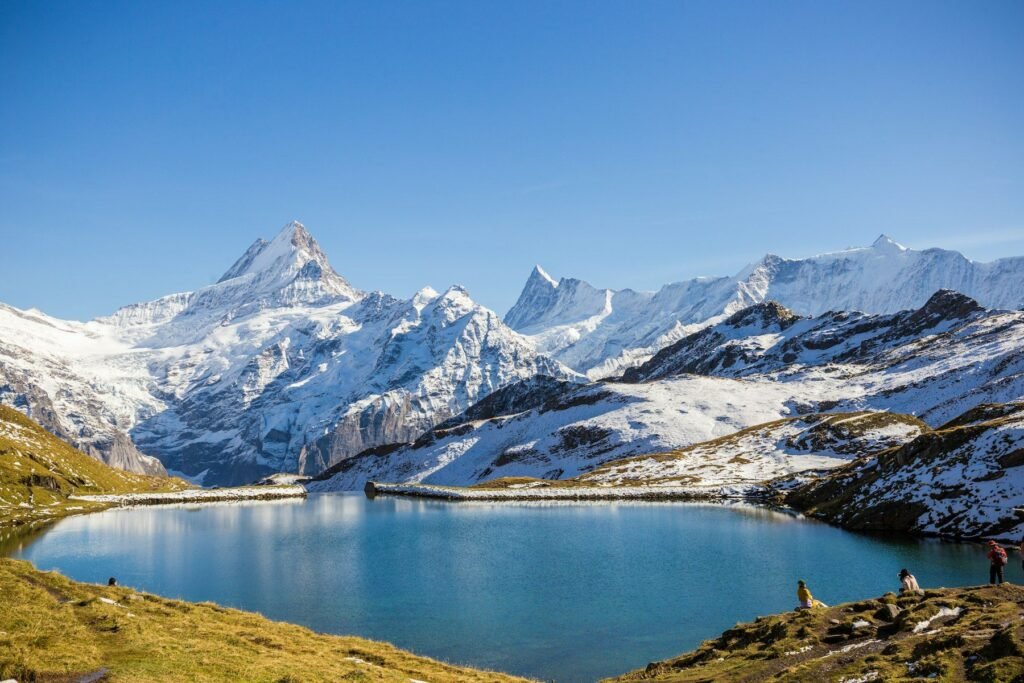 Bachalpsee above Grindelwald, with snow-capped peaks behind