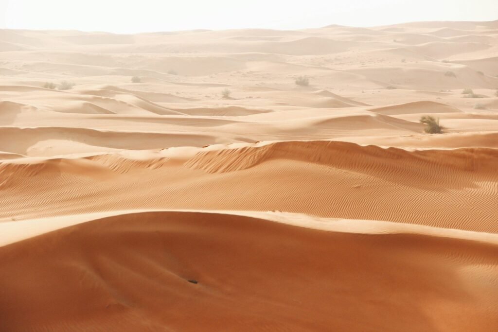 Rolling dunes in the desert outside Dubai