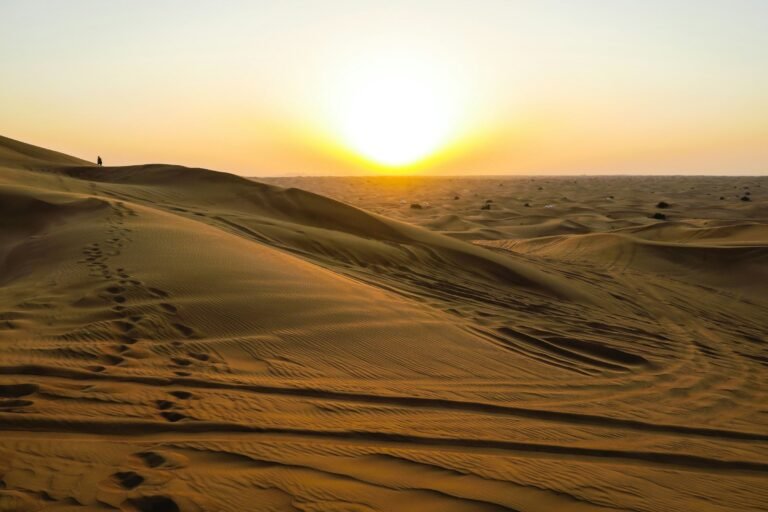 Sunset over the dunes of the Dubai desert