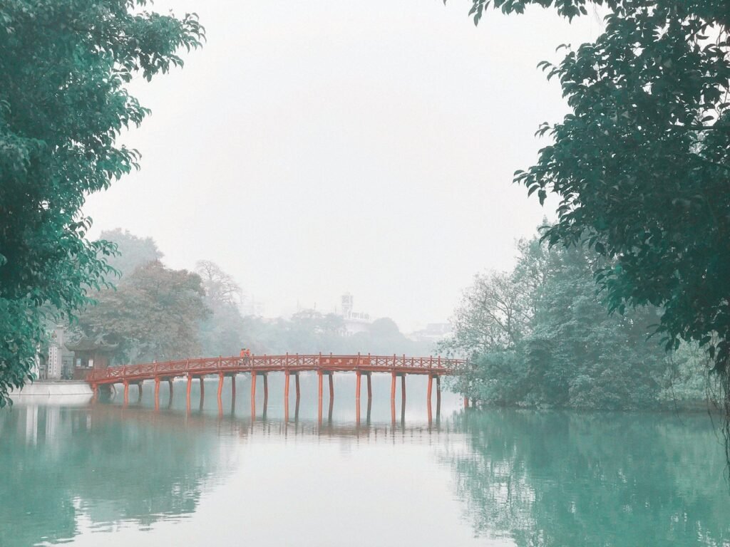 The Huc Bridge over Hoan Kiem Lake, Hanoi