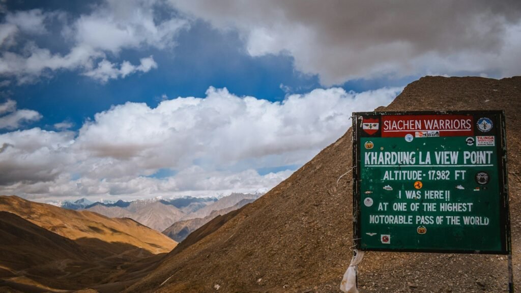 The Khardung La viewpoint on the road to the Nubra Valley
