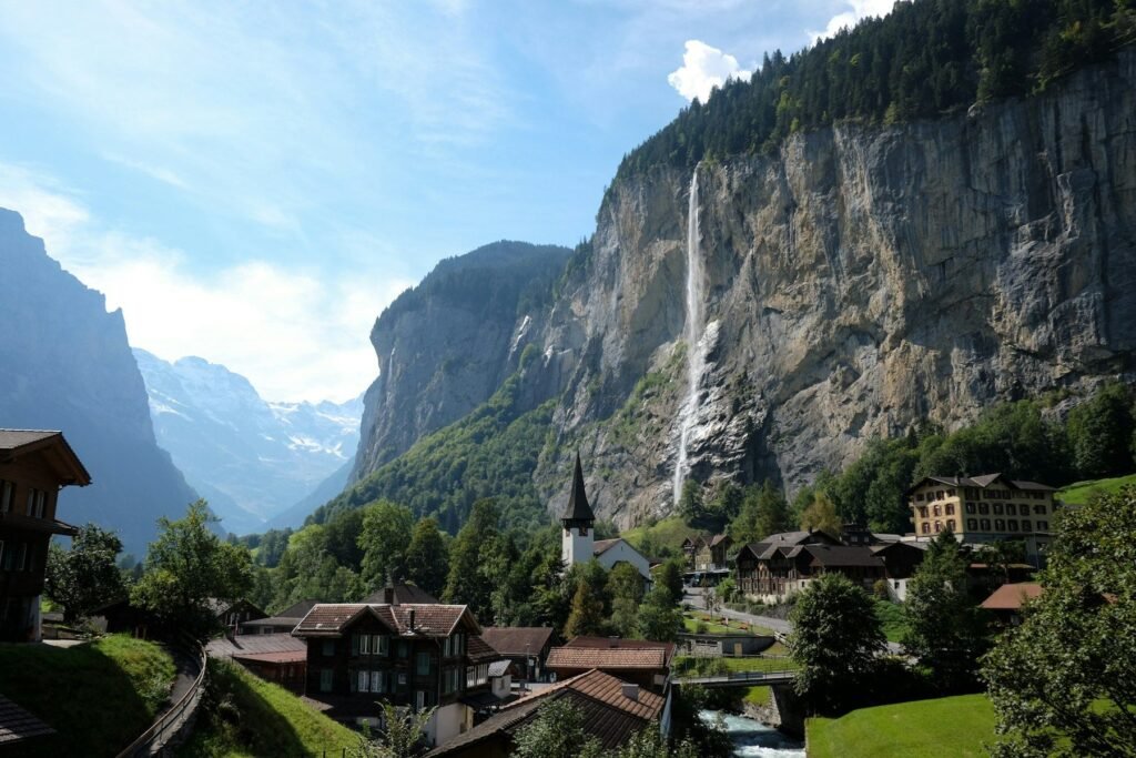 Staubbach Falls and the Lauterbrunnen valley