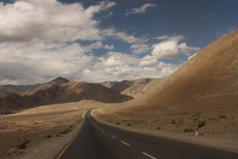 A road running into the mountains near Leh, Ladakh