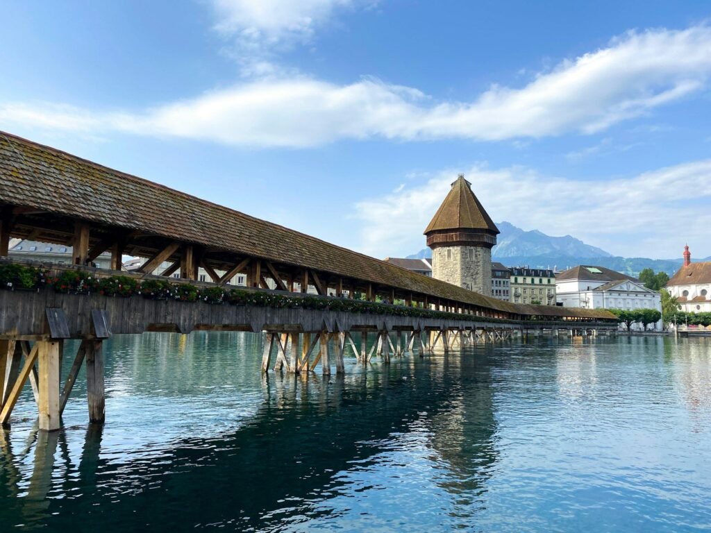 Chapel Bridge (Kapellbrücke) and the Water Tower in Lucerne