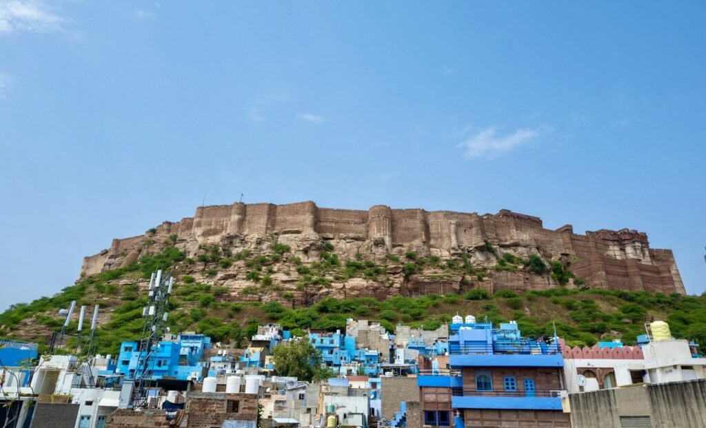 Mehrangarh Fort above the blue houses of Jodhpur