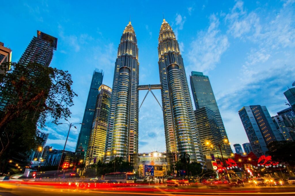 The Petronas Twin Towers, Kuala Lumpur, at dusk