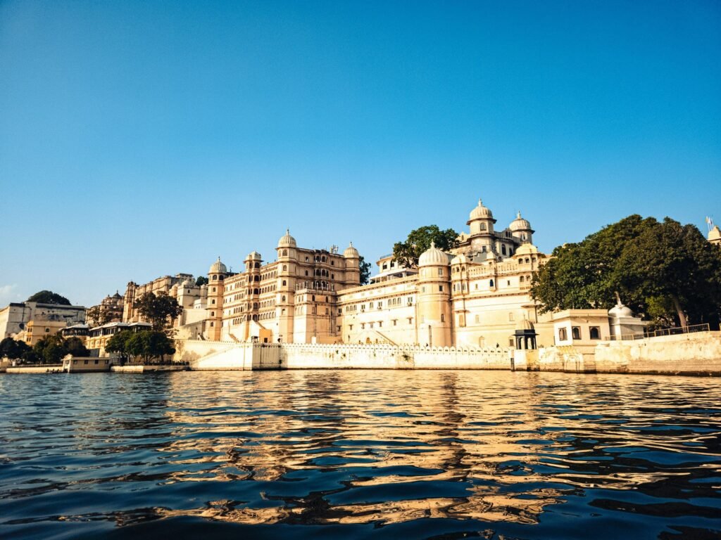 The City Palace, Udaipur, on the shore of Lake Pichola